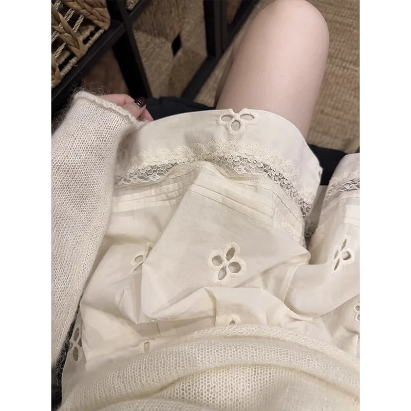 镂空蕾丝拼接阔腿短裤女夏2025新款温柔减龄高腰显瘦百搭休闲裤子