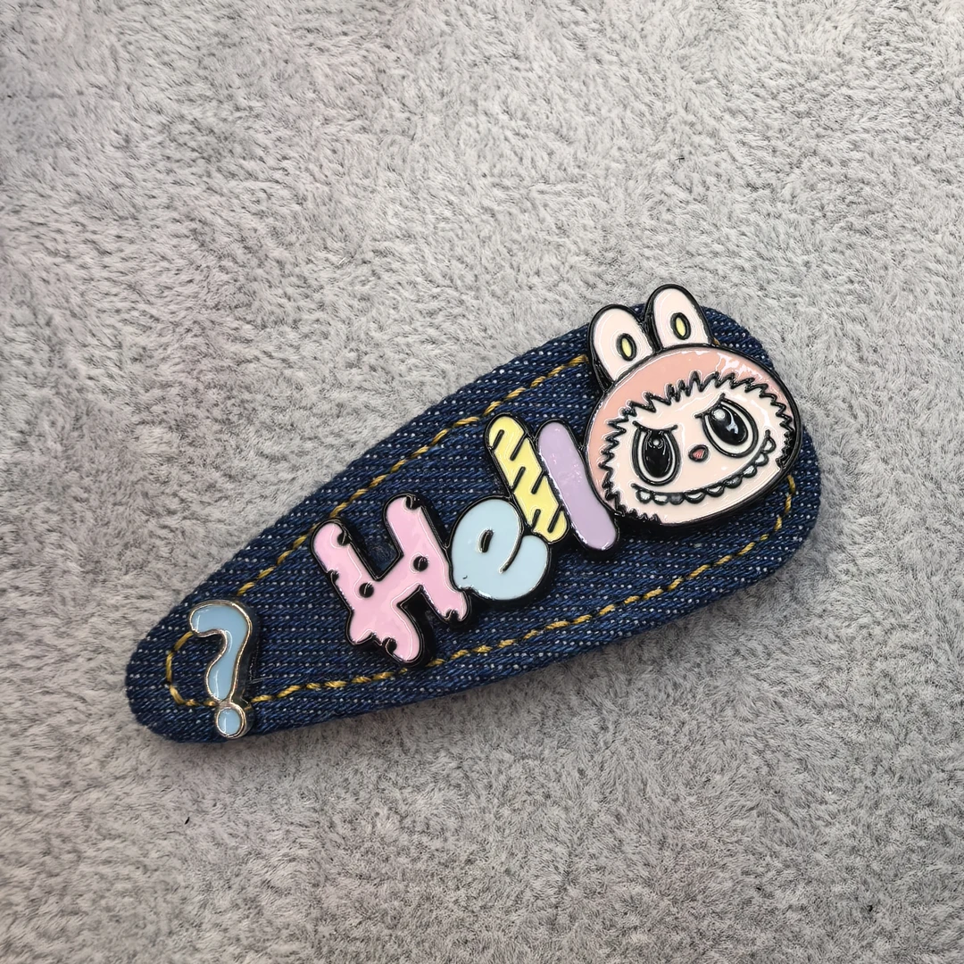 C226粉色卡通人物彩色字母牛仔掰掰夹