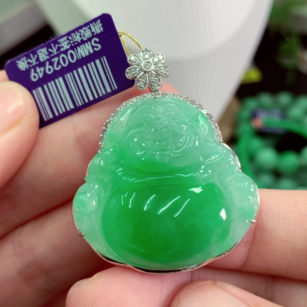 翡翠18K金镶嵌吊坠(不含链)