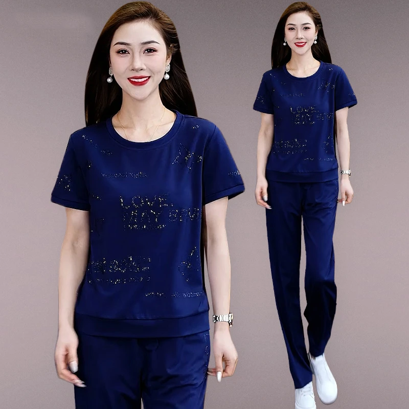 JOZDICE/纪治迪哲运动套装女款夏季轻奢印花短袖透气减龄休闲套装