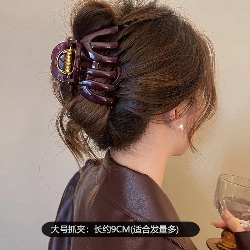 大号复古高级感发夹日常慵懒风发量多鲨鱼夹简约百搭抓夹头发发饰