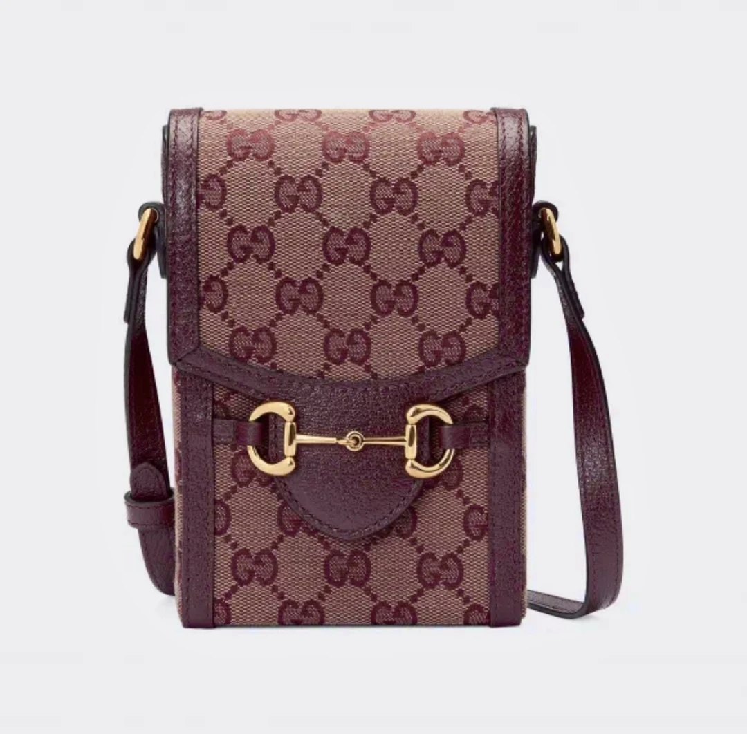 95新 GUCCI/古驰 GUCCI/古驰红皮老花1955手机包 Z29103
