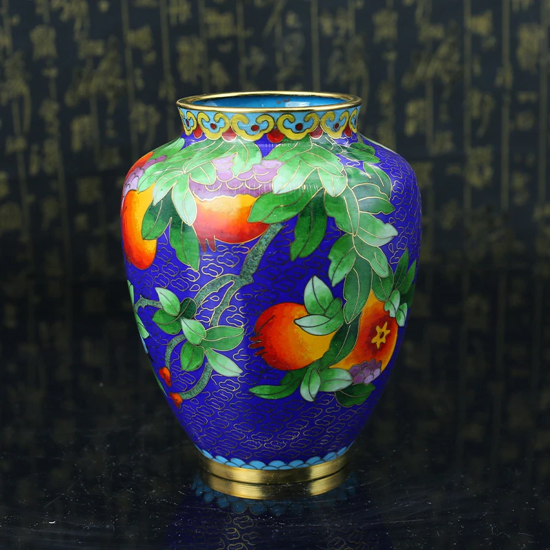非遗景泰蓝石榴罐 带底座工艺精湛 匠心传承
