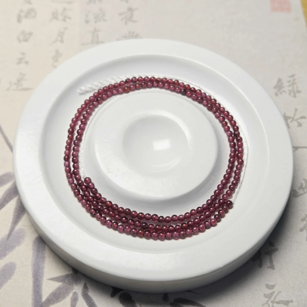 多样性发180颗卡2mm+宫廷风格纯天然酒红石榴石简约手链提升气场