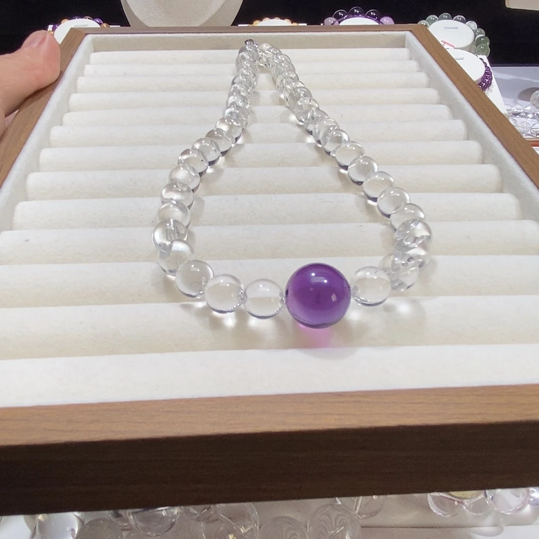 手链水晶银S925镶嵌15乌拉圭帝王紫定制泡泡