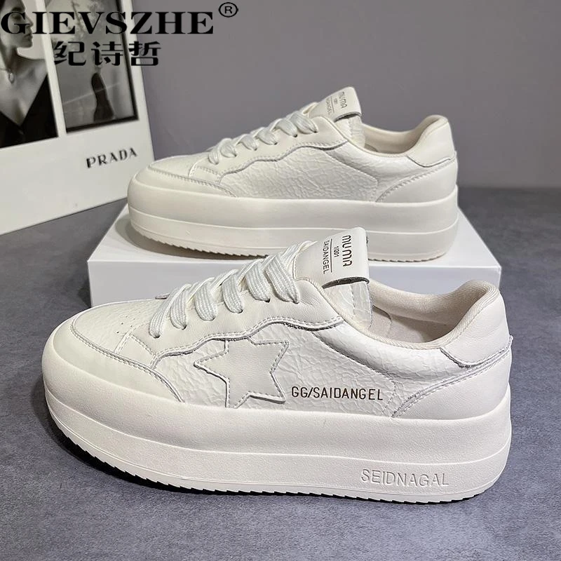 纪诗哲真皮复古做旧低帮板鞋女2025夏季新款做旧防滑真皮运动板鞋