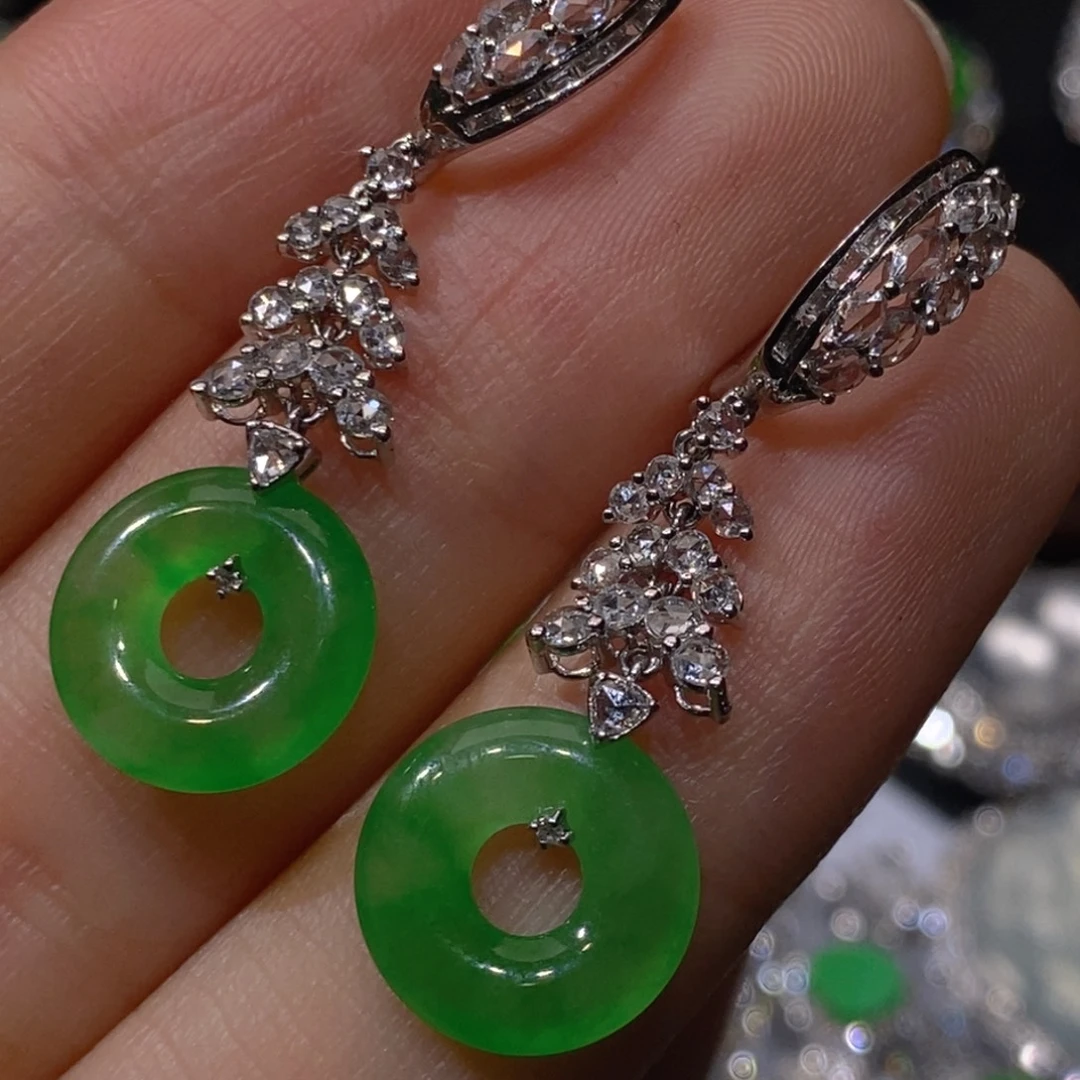 翡翠18K金镶嵌耳饰