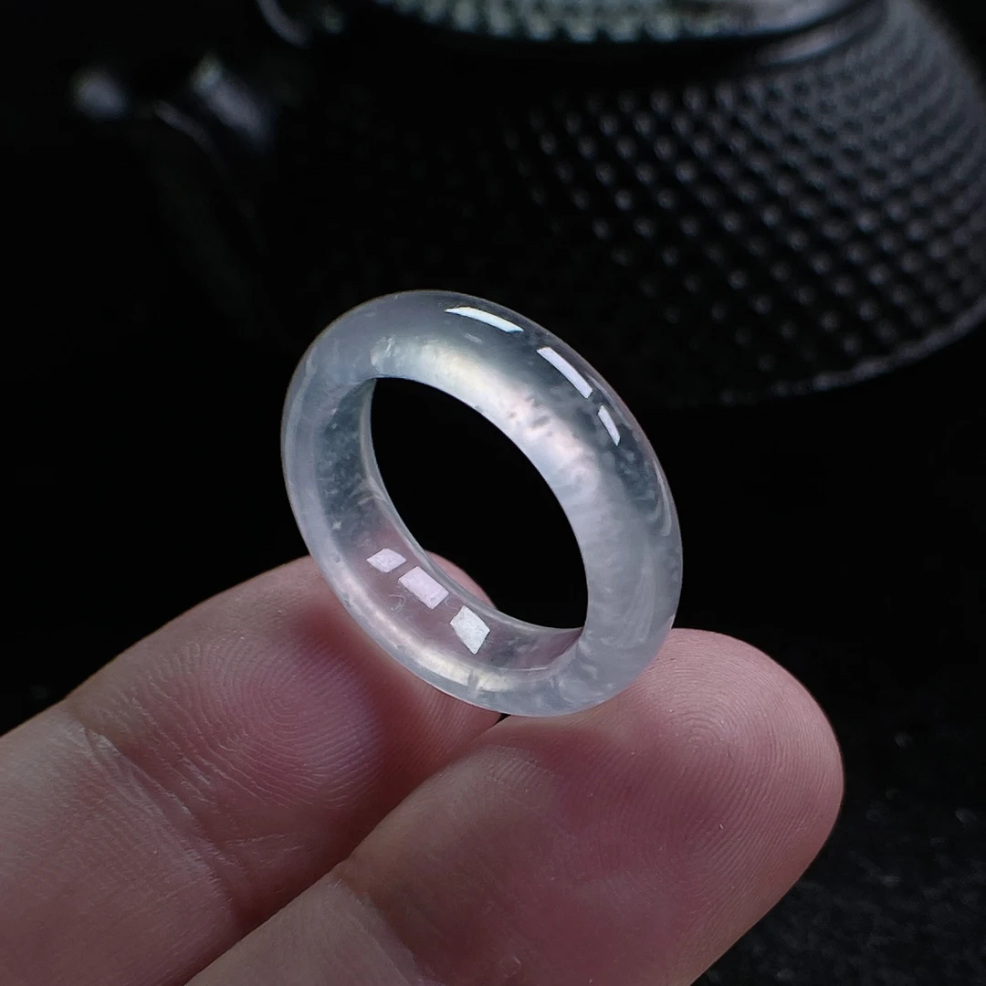 天然白月光玛瑙玉髓简约小众戒指男女通用时尚饰品