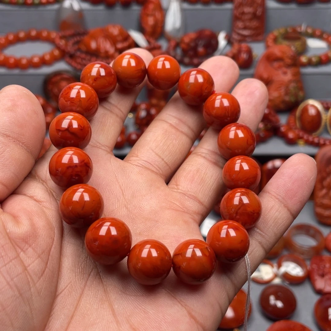 南红玛瑙未镶嵌珠宝奇石单圈13