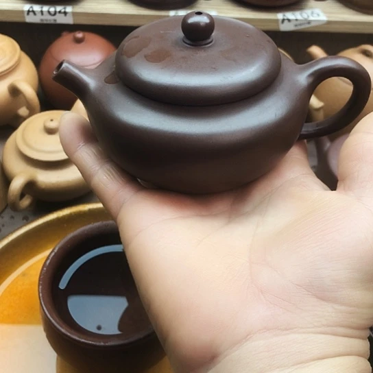 紫砂茶壶紫泥柿园180豪升左右