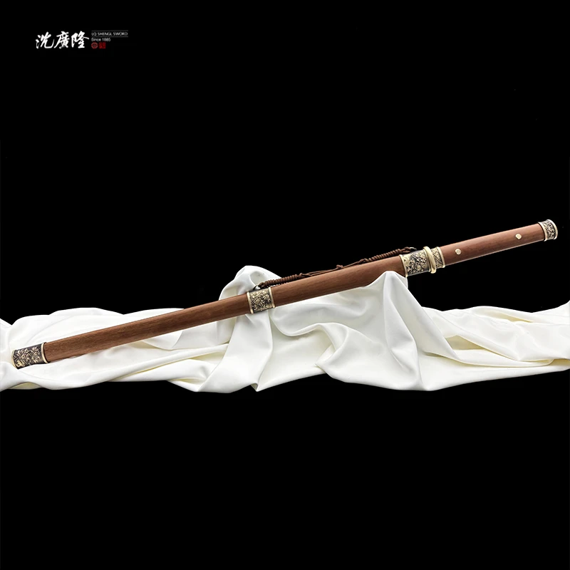 龙泉沈广隆-富贵唐刀 重蚁木 黄铜 花纹钢 唐横刀 宝剑 未开刃