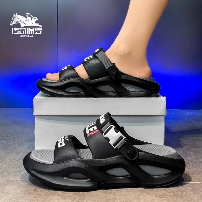 传奇保罗男士凉鞋夏季外穿防滑开车两用洞洞鞋时尚休闲沙滩凉拖鞋