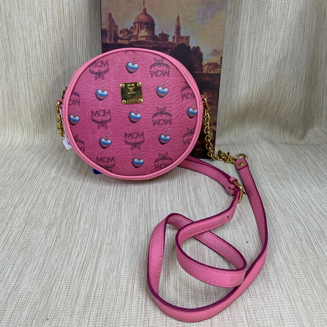 95新 MCM 粉色圆饼包/BB08230058/0058