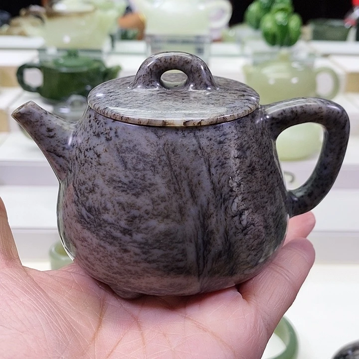 和田玉未镶嵌挂件茶壶230ml