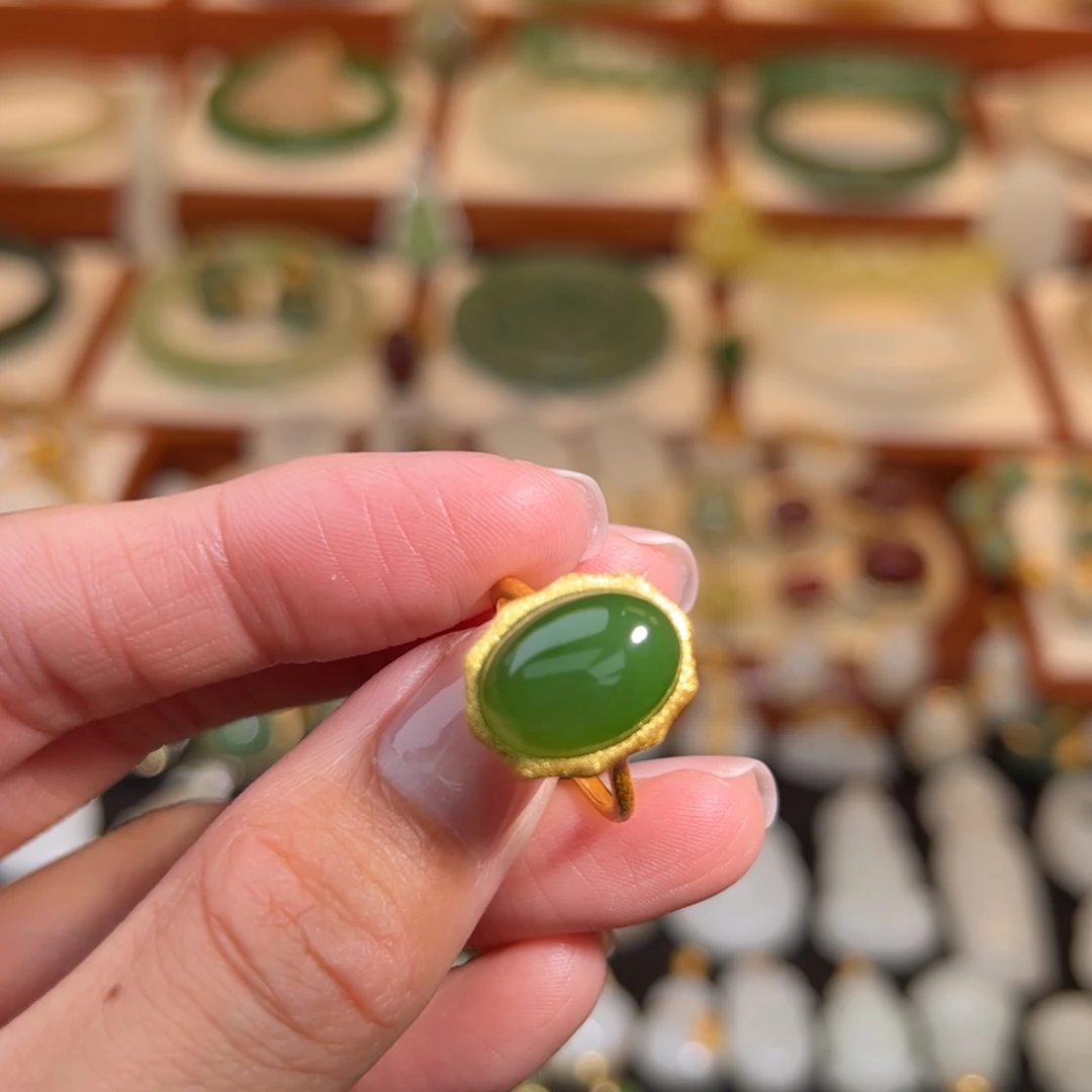 和田玉银S925镶嵌戒指