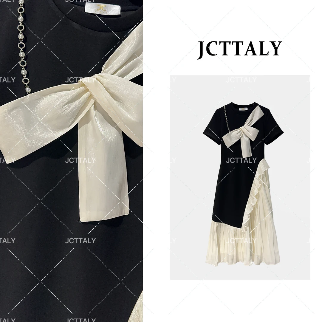 【FF专属】【7】法式浪漫风拼接设计感圆领微胖显瘦连衣裙JC-A3117