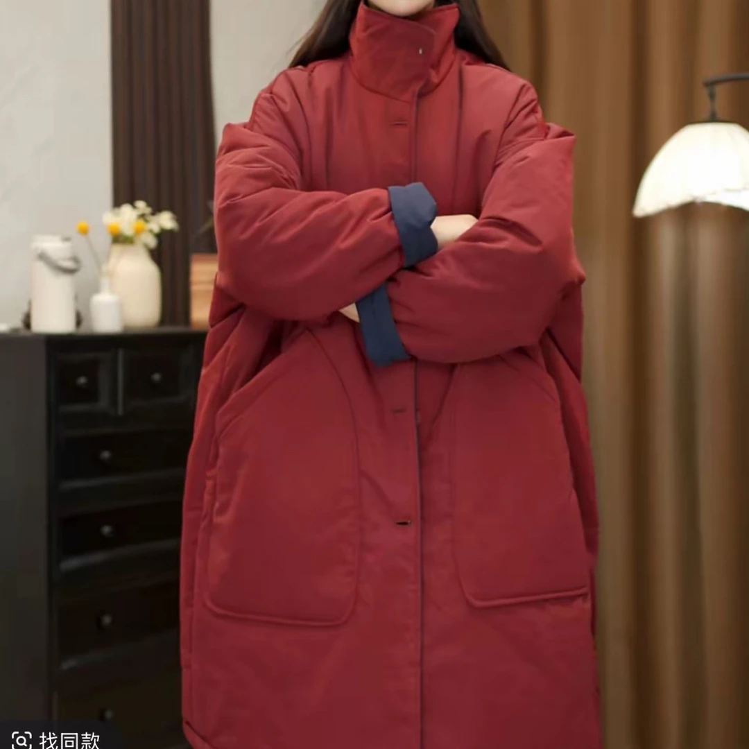 长款立领双面穿宽松百搭冬季棉服时尚休闲