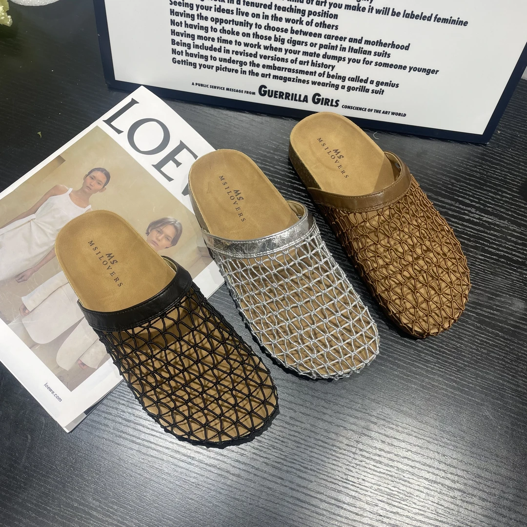 小敏家 复古厚底渔网编织包头拖鞋~会呼吸的渔网芭蕾鞋！美到爆呀！