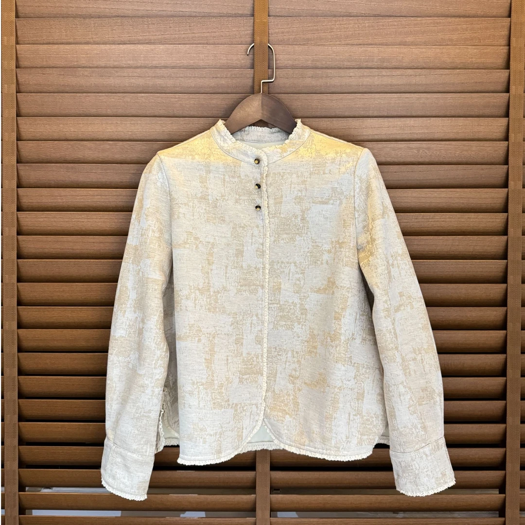 【阿柒服饰】新中式国风毛边中式刺绣秋冬上衣毛绒