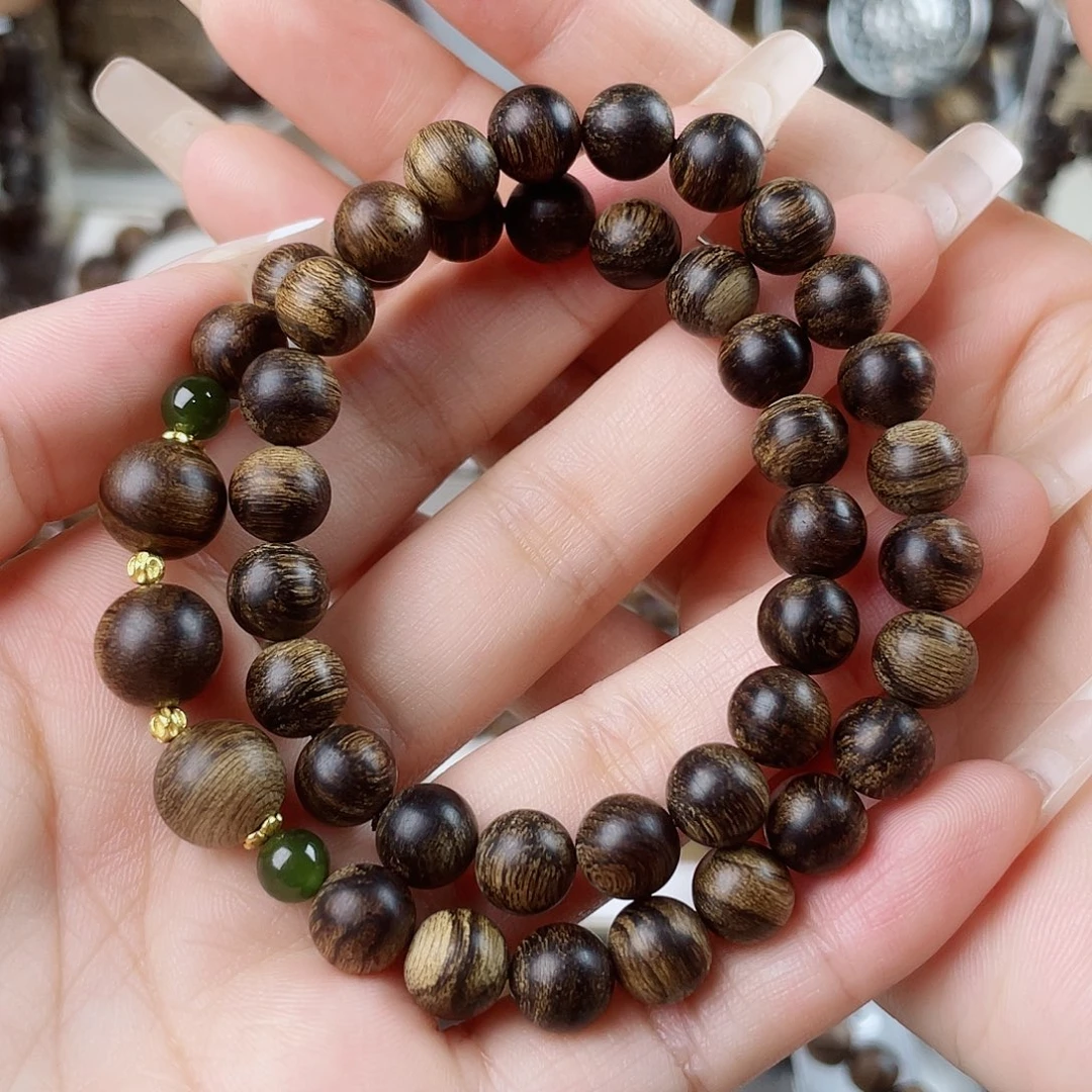 刘***仙手串沉香越南芽庄老白棋窖藏玉化瘤疤虎斑+瘤疤黄棋