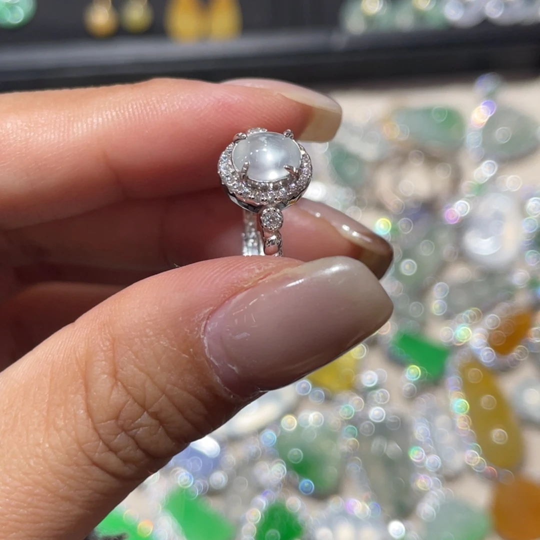 银S925镶嵌戒指翡翠戒指