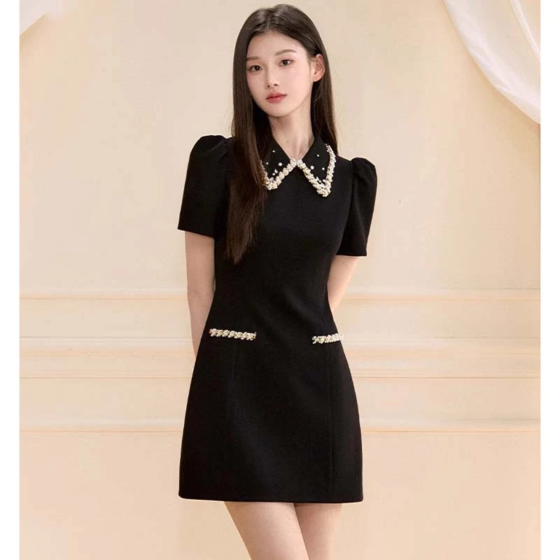 法式千金风连衣裙女2025新款夏季收腰显瘦a字裙D2336