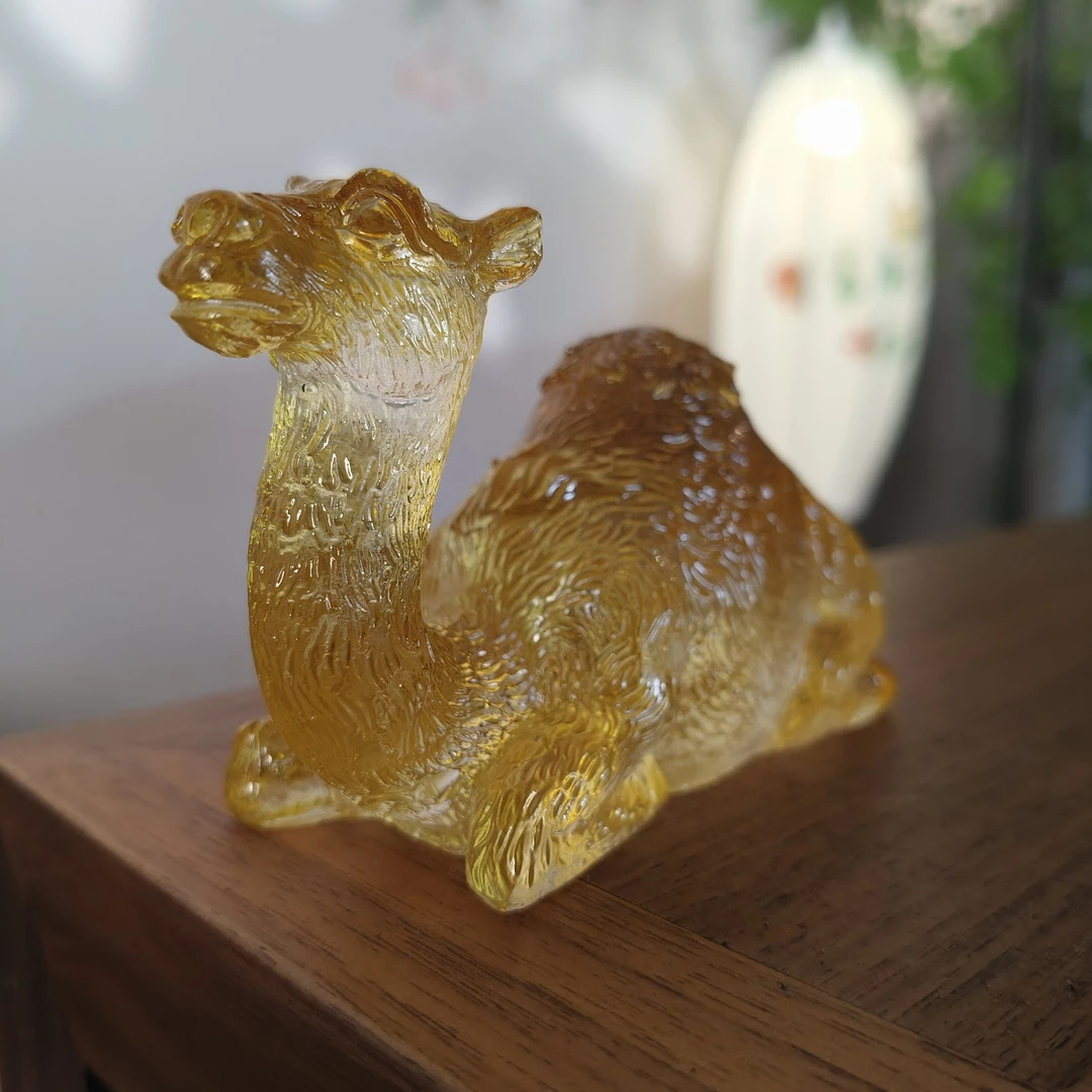 骆驼摆件黄色茶宠茶道复古