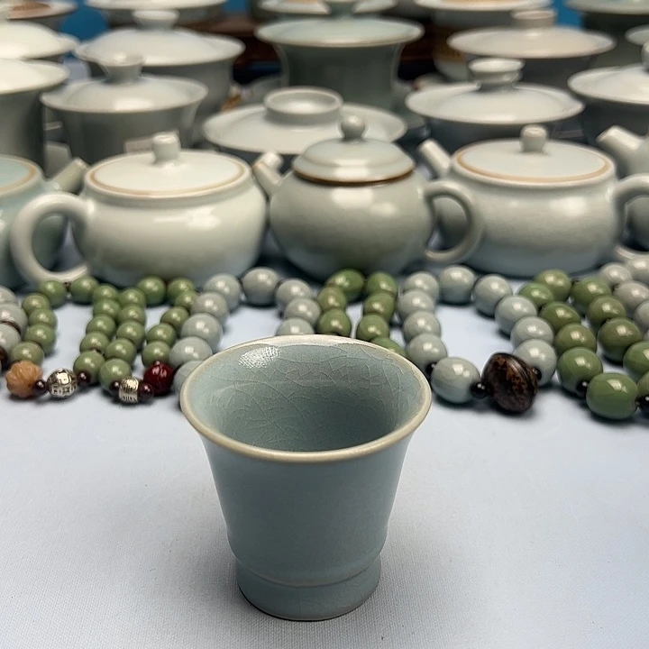 杯仿古粉青釉闻香杯原矿原釉原产地