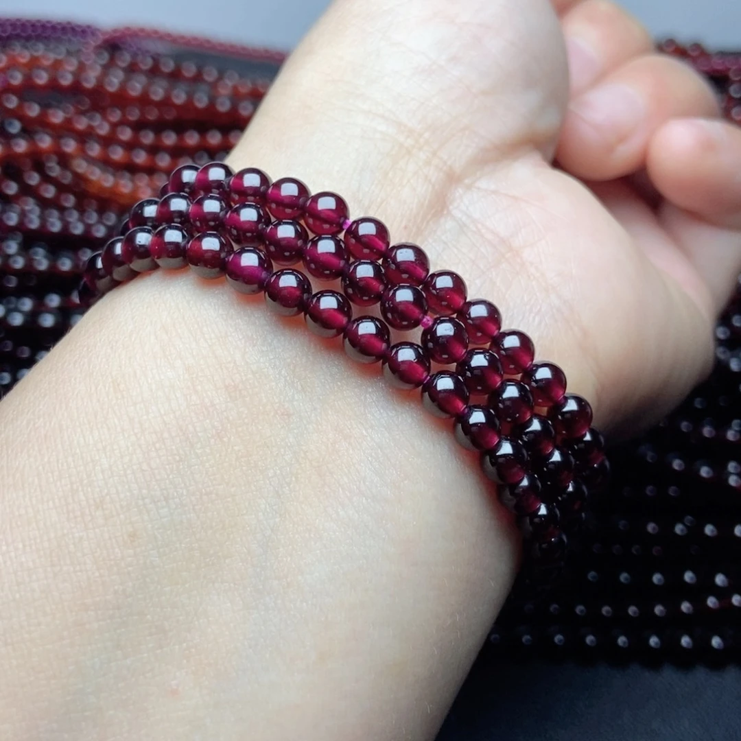 未镶嵌手链石榴石5酒红色