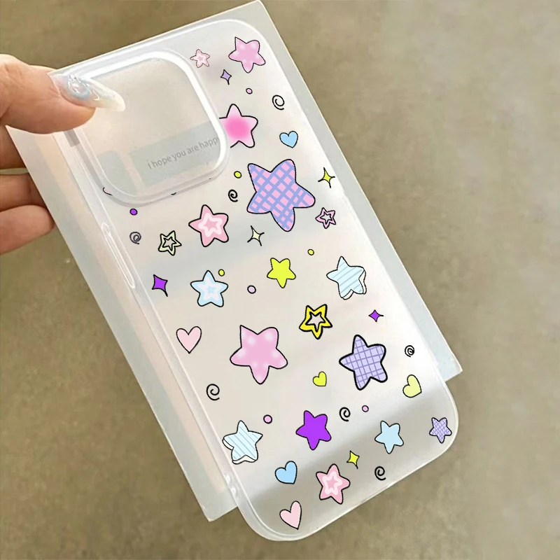 ins风彩色星星适用苹果/华为荣耀oppo小米红米vivo全包防摔手机壳