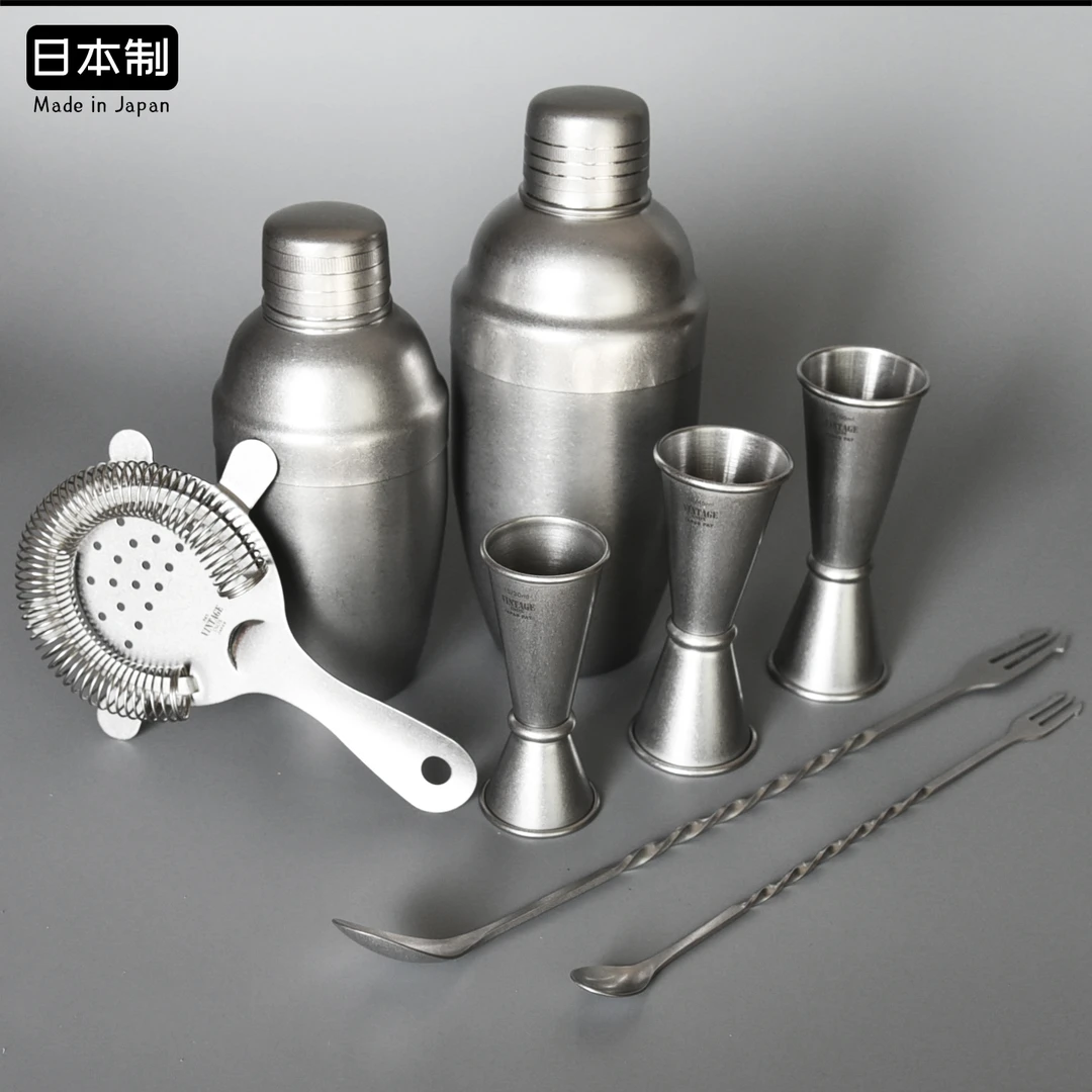 日本青芳调酒器aoyoshi进口复古不锈钢摇酒器滤冰器双头量杯吧勺