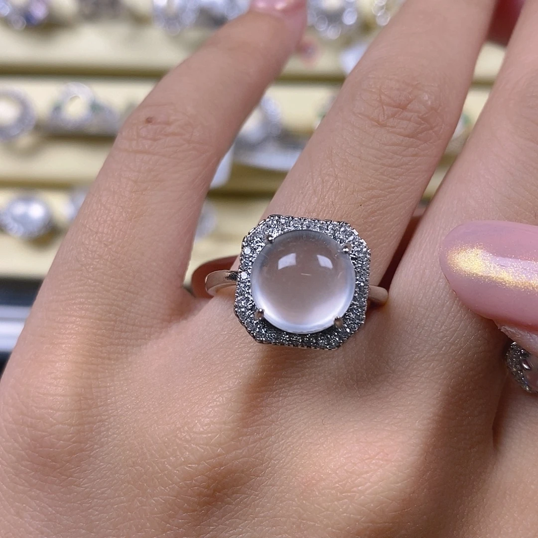 石英质玉银S925镶嵌戒指