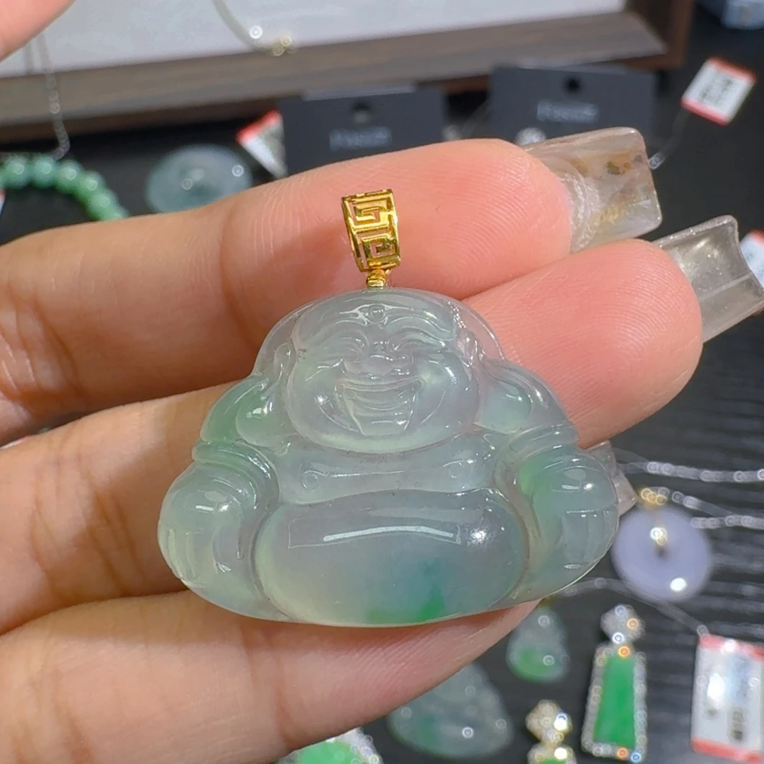 翡翠18K金镶嵌吊坠(不含链)