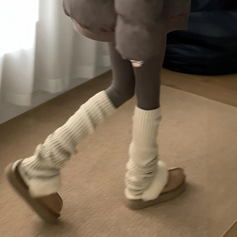 秋冬保暖针织毛线袜套瑜伽芭蕾长筒堆堆袜jk袜子小腿过膝棉袜70cm