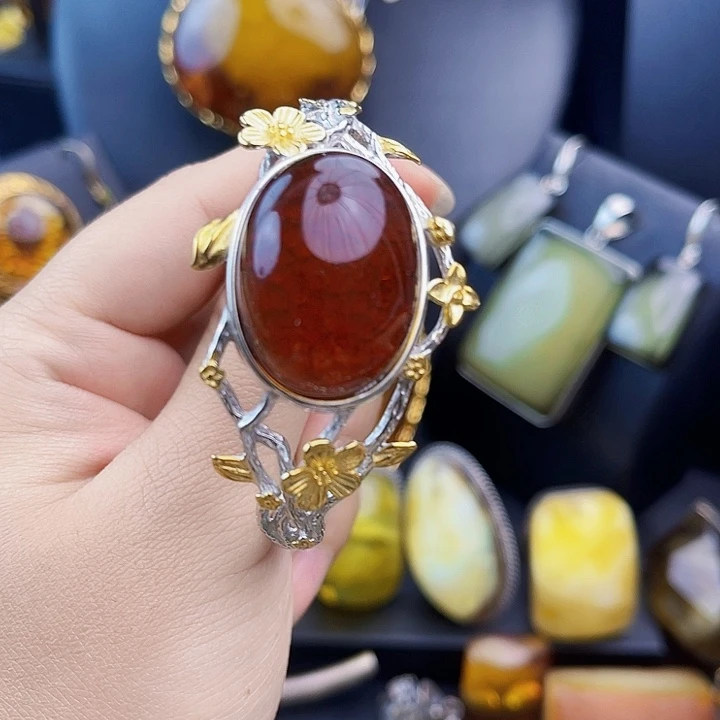 琥珀银S925镶嵌裸石