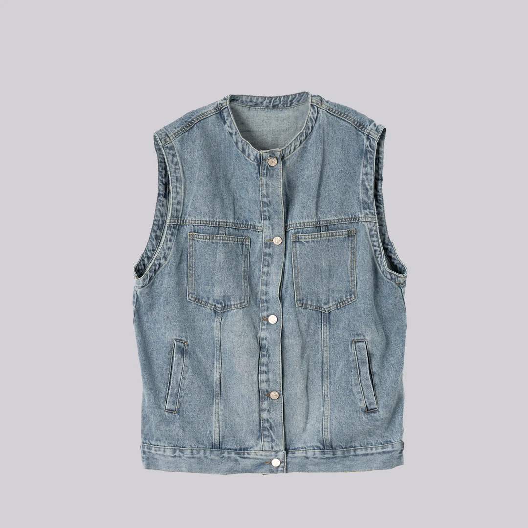 WKk  后背刺绣小标牛仔马甲