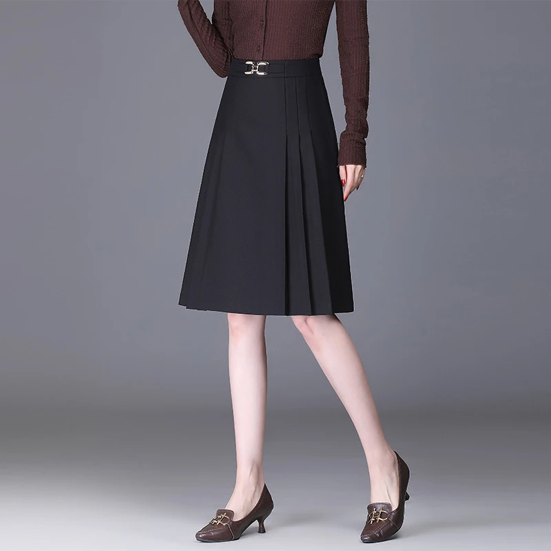 黑色百褶裙半身裙女春夏季2025新款小个子高腰显瘦短裙西装A字裙