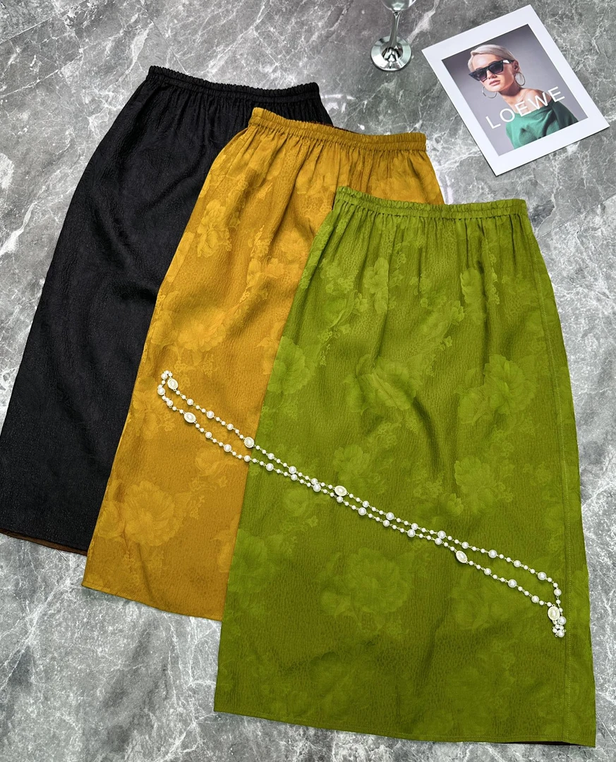 【素千玺】100%真丝泡泡锻香云纱长裙山石牡丹花女士包臀裙 Z408