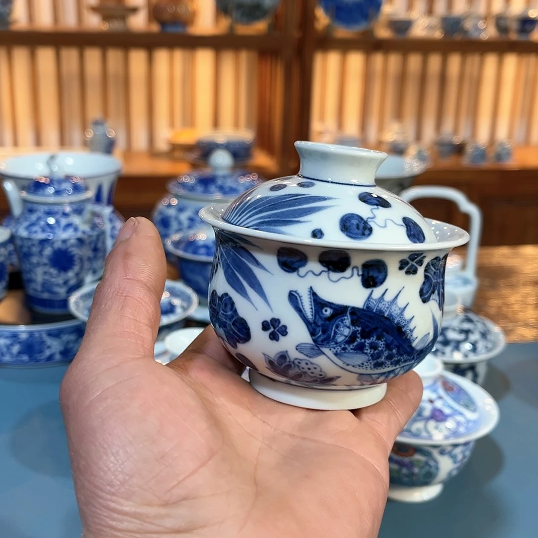 錡镇堂手工手绘盖碗