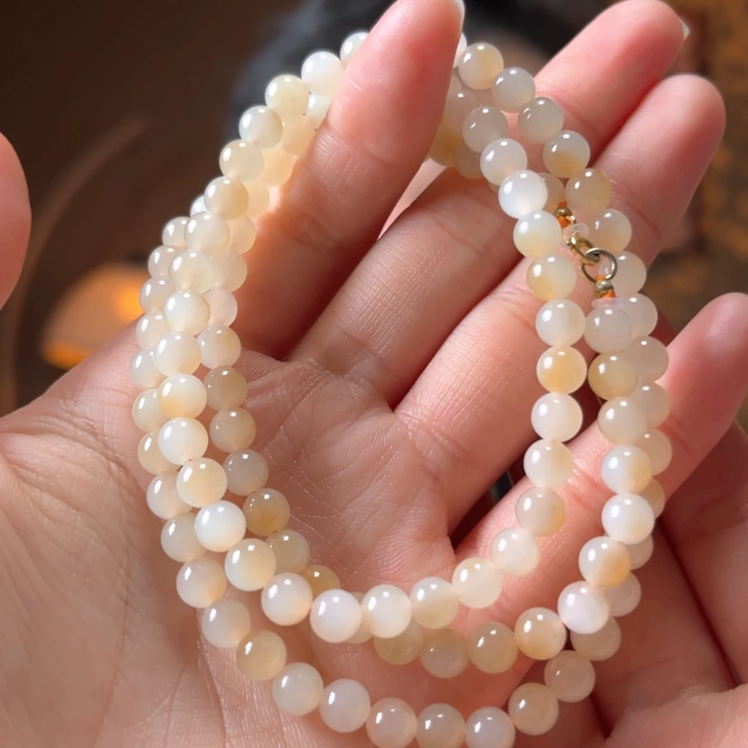 颈饰银S925镶嵌和田玉新疆金山糖白6mm950