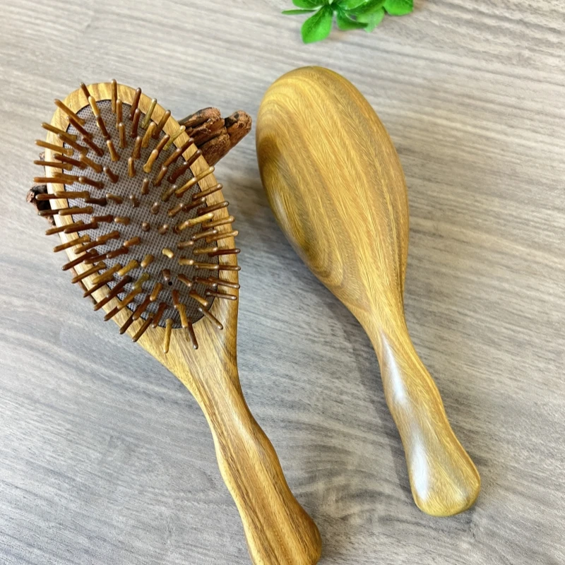 绿檀木气囊气垫木梳卷发按摩梳防静电头部顺发按摩木梳子节日礼物