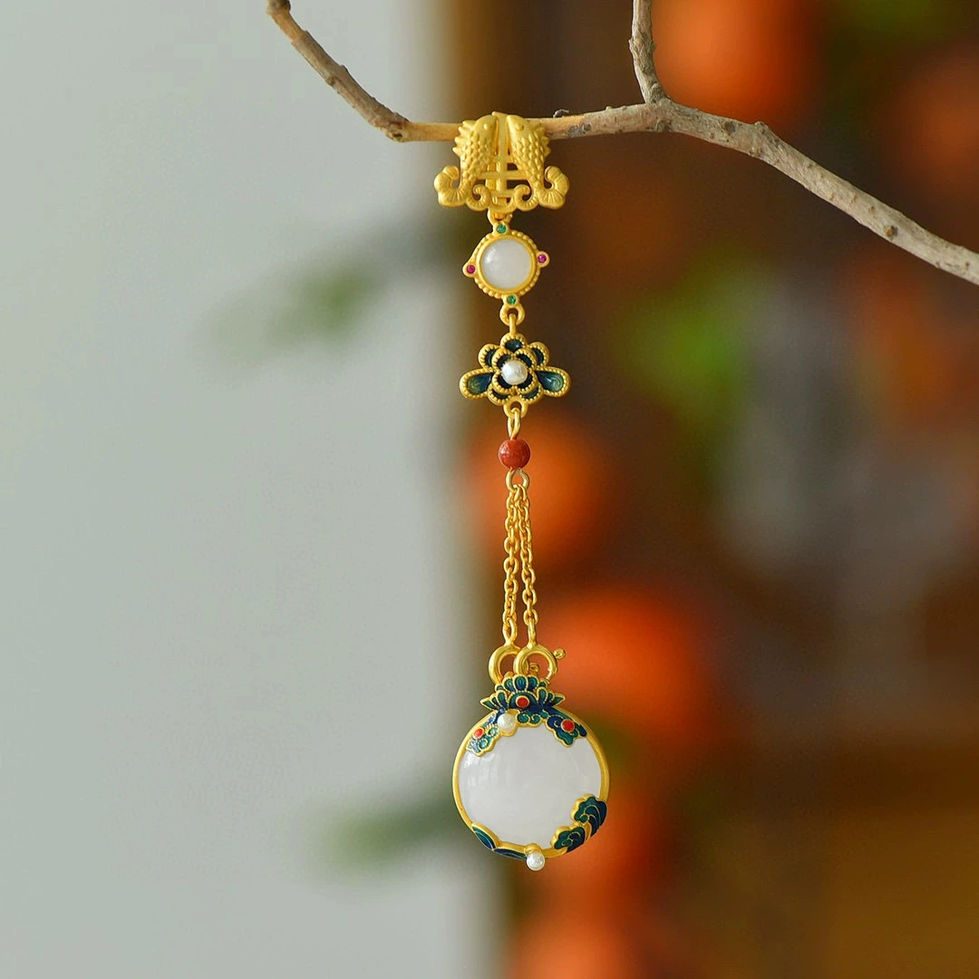 铜合金胸针 复古旗袍压襟挂饰女新中式胸针吊坠挂件两用款胸饰