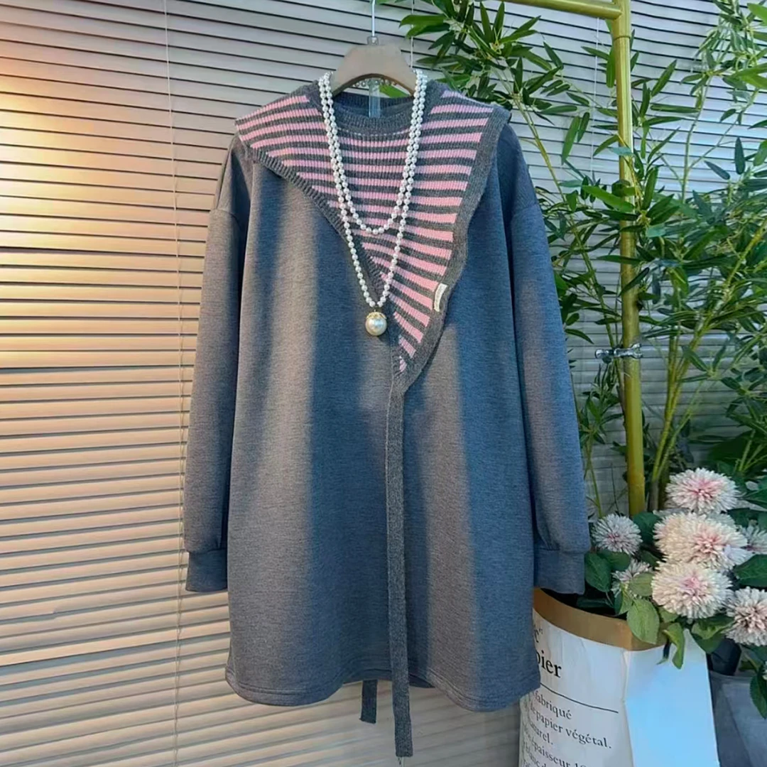 2025秋冬新款时尚宽松百搭打底衫胖妹妹大码显瘦减龄长袖T恤衫潮