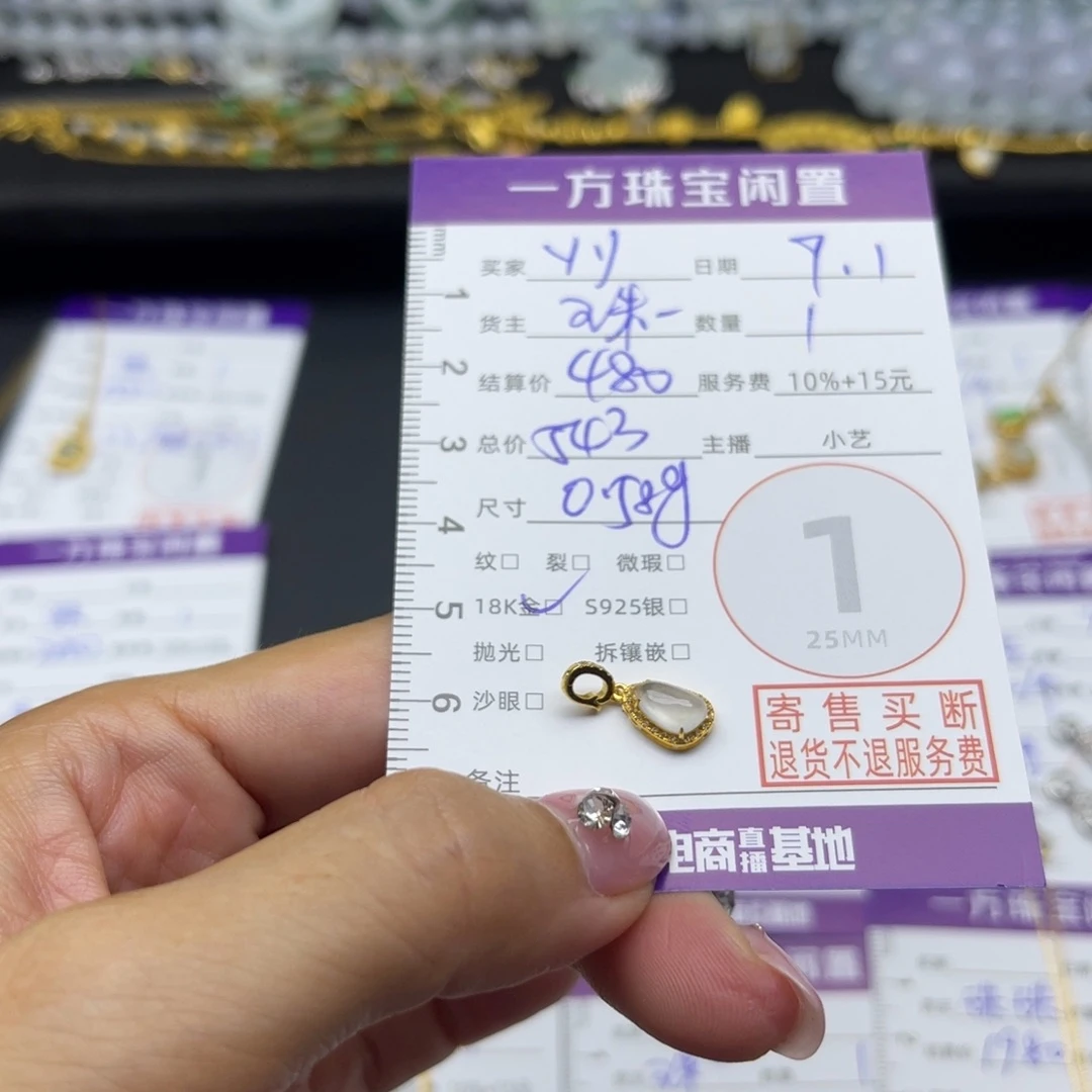 y***嘟翡翠18K金镶嵌颈饰吊坠