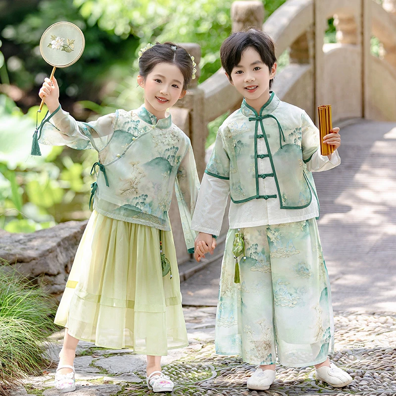 男女童中式套装儿童汉服2025秋季新款学生国风古装中秋国庆演出服