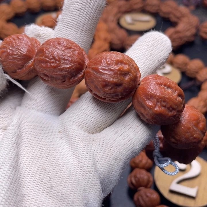 手串文玩核桃浅纹红皮大枣手串