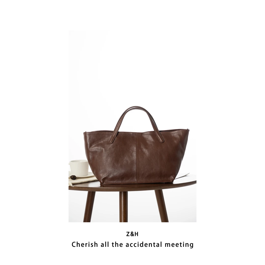 ZH【晚香玉】韩版女通勤复古时尚托特包大容量高级感手提包