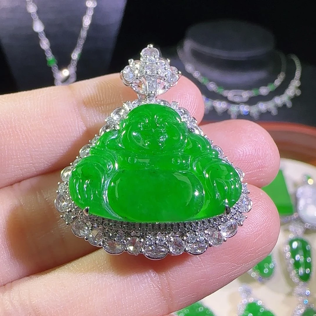 翡翠18K金镶嵌吊坠(不含链)