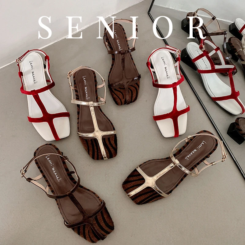 4205/度假风 t子带露趾平底凉鞋