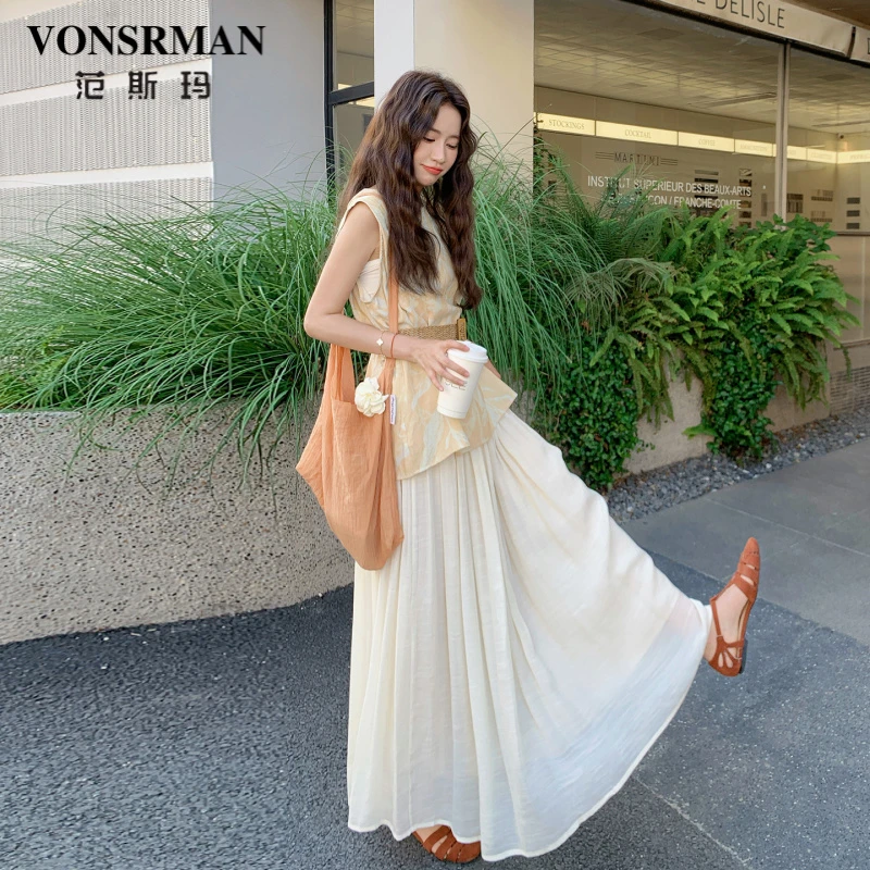 法式高级感时尚套装裙女2025夏新款独特气质无袖背心半身裙两件套